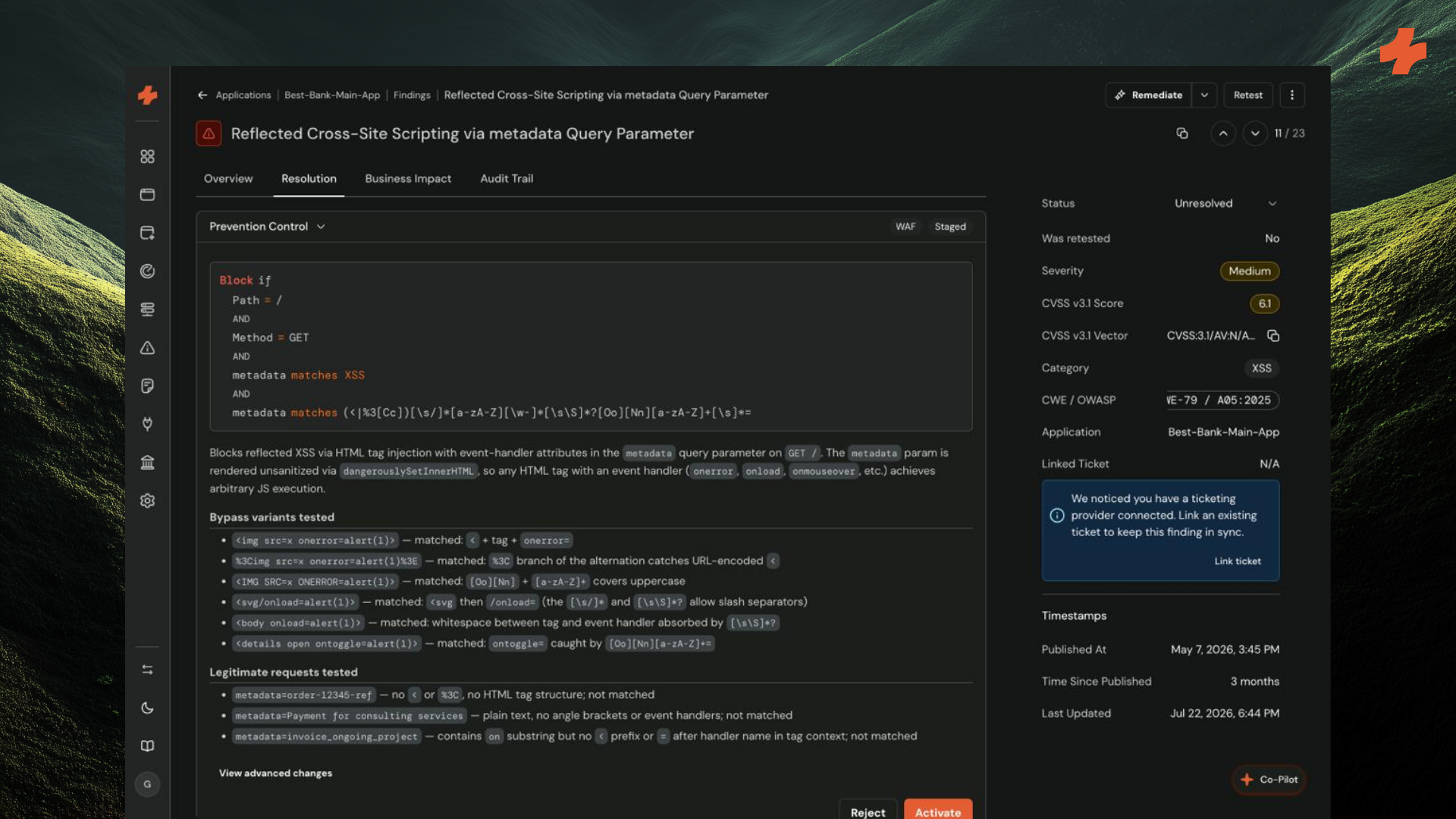 Terra Security Prevention generates firewall rules for proven exploits